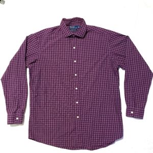Polo By Ralph Lauren Mens Long Sleeve Button Purple Plaid Cotton Shirt Size L